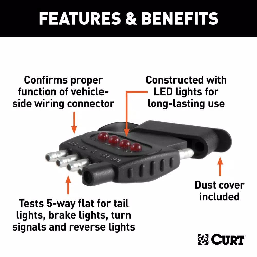 CURT 5-Way Flat Connector Tester for Trailer Wiring