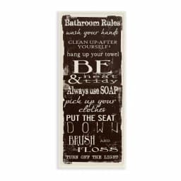 Stupell Industries Taylor Greene Bathroom Rules Chocolate White Wood Wall Art Sign, 7 in. x 17 in. thumbnail 1