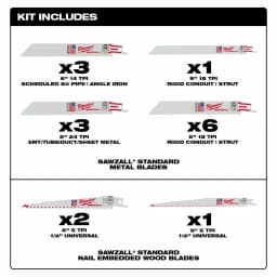 Milwaukee SAWZALL 16-Piece Bi-Metal Reciprocating Saw Blade Set for Wood and Metal thumbnail 2