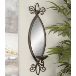 LITTON LANE 25 in. New Traditional Wall Candle Sconce with Elliptical Mirror and Textured Bronze Finish thumbnail 1