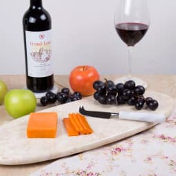Creative Home Champagne Marble Oval Serving Board - 20" Natural Stone Cheese & Dessert Tray thumbnail 4