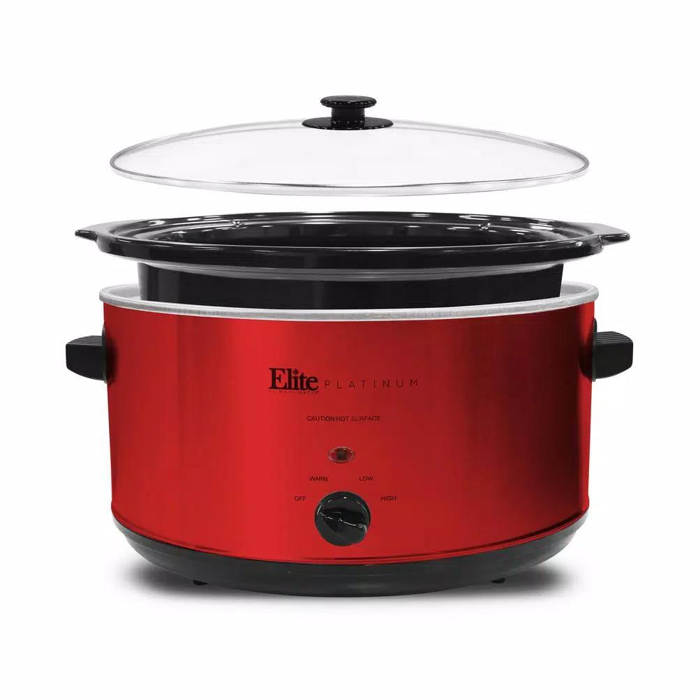 Elite Platinum 8.5 Qt. Red Slow Cooker with Removable Stoneware Pot