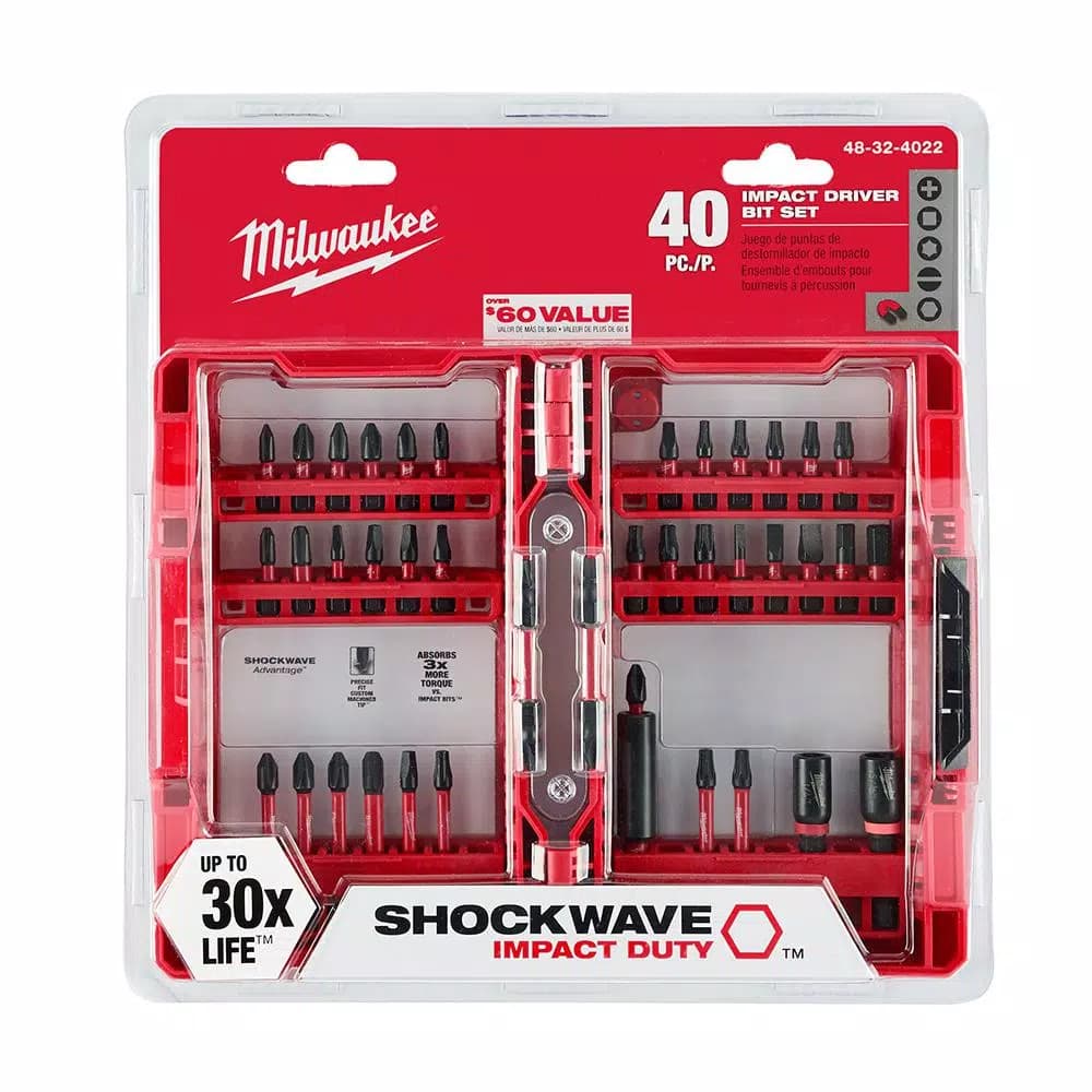Milwaukee Shockwave Impact Duty Driver Bit Set (40-Pc) & Thunderbolt Black Oxide Drill Bit Set (29-Pc) 69-Piece Combo