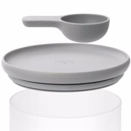 BergHOFF Leo 5 in. x 5 in. Gray Glass Food Container with Measuring Spoon thumbnail 2