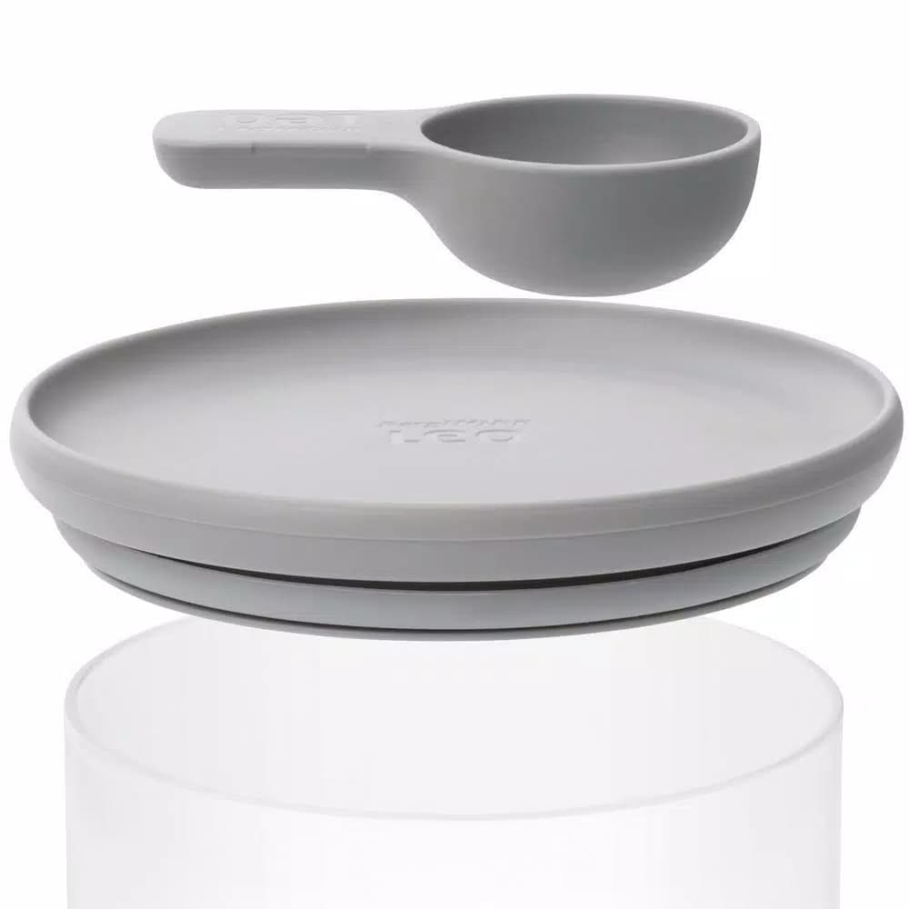 BergHOFF Leo 5 in. x 5 in. Gray Glass Food Container with Measuring Spoon