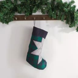 Country Living Christmas Carol 17.5 in. Navy and Green Plaid Microfiber Christmas Stocking with Star Applique thumbnail 6