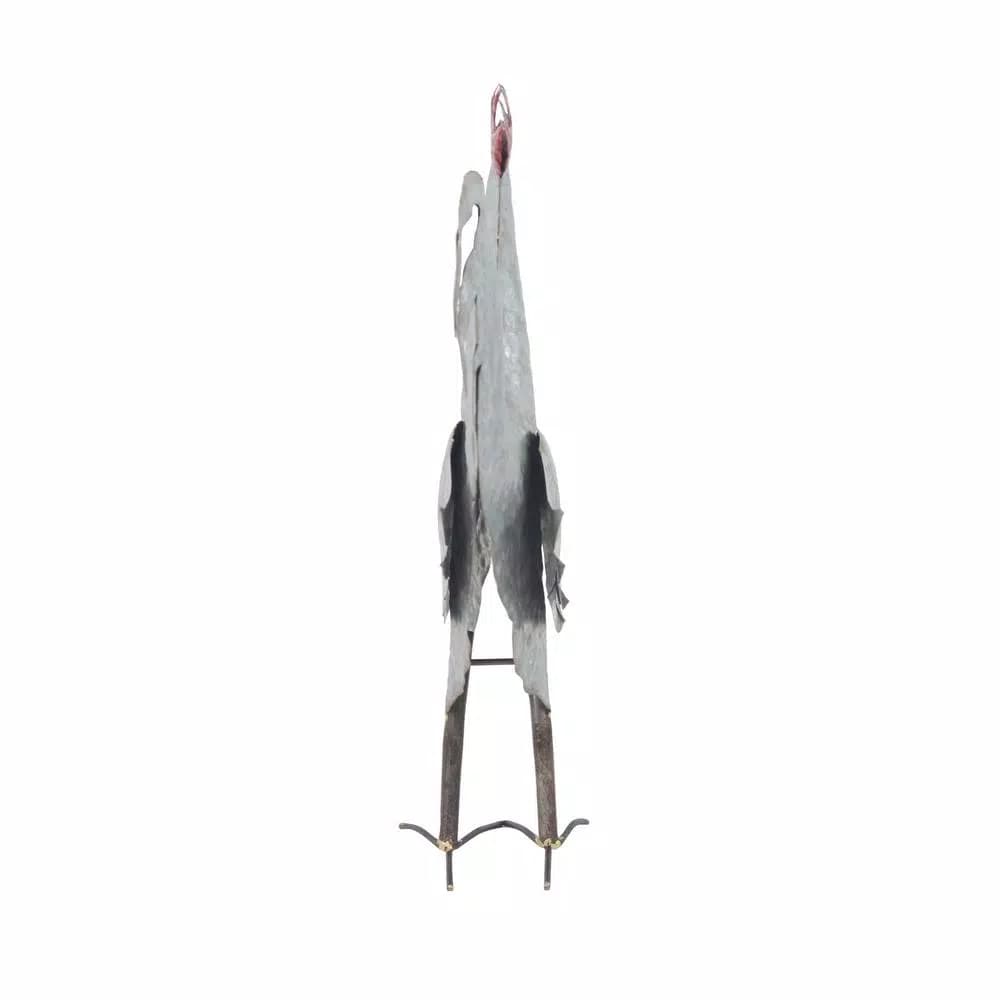 LITTON LANE 20 in. Standing Hen Iron Sculpture - Distressed White Farmhouse Rooster Decor