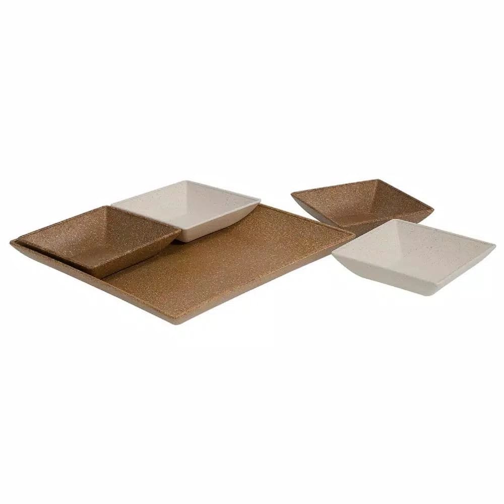 Unbranded EVO Sustainable Goods Wood-Plastic Composite Serving & Snack Set, 5-Piece Light Brown