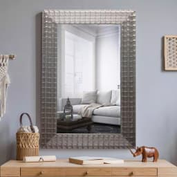 Yosemite Home Decor Pewter Blocks Beveled Glass Accent Mirror, 24 x 36 in. thumbnail 4