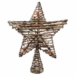 Northlight 11.5 in. Natural Brown Rattan Star Christmas Tree Topper with Clear Mini Lights thumbnail 1