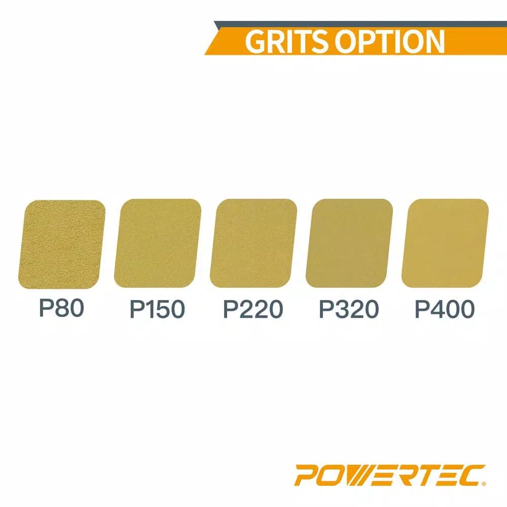 POWERTEC 6 in. 80-Grit Aluminum Oxide PSA Sanding Discs, 100-Pack