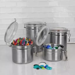 Home Basics Stainless Steel 4-Piece Canister Set with Airtight Translucent Lids thumbnail 5