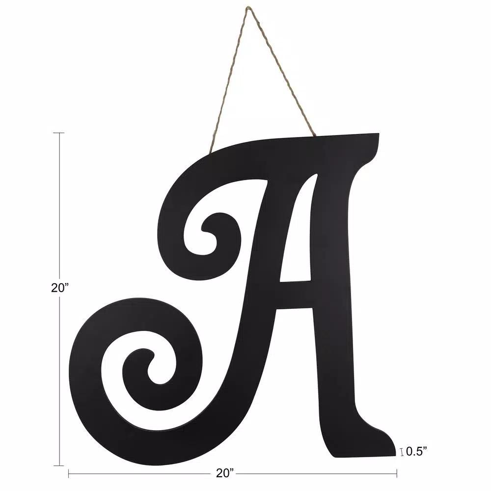Decor Therapy 20 in. Black Script Letter A Matte MDF Wall Decor