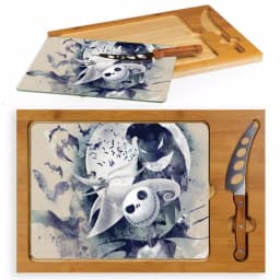 TOSCANA Jack and Zero Icon Glass Top Serving Tray and Cheese Knife Set, Rubberwood & Bamboo thumbnail 2