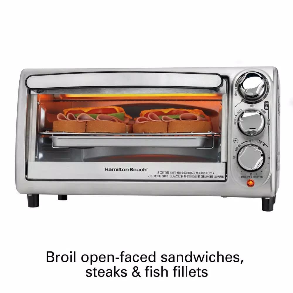 Hamilton Beach 1100-Watt 4-Slice Stainless Steel Countertop Toaster Oven