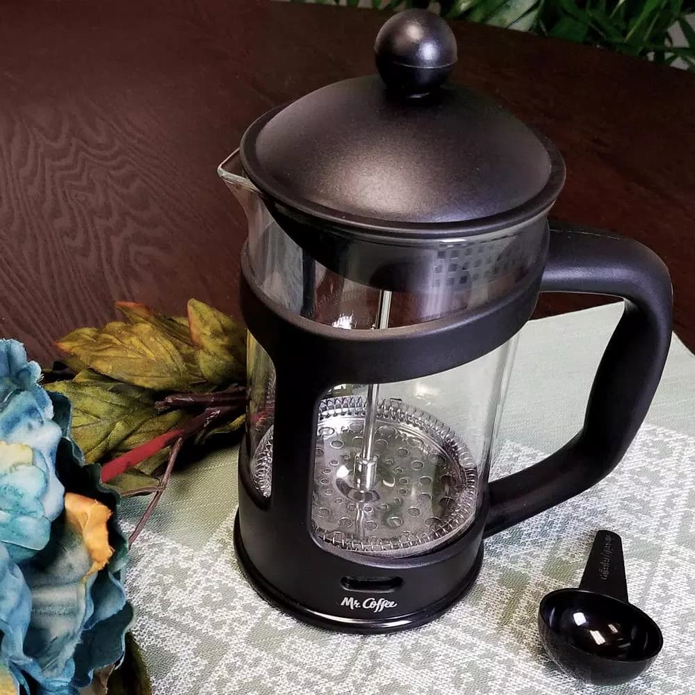 Unbranded Brivio 3.5-Cup Glass French Press Coffee Maker with Stainless Steel Mesh Filter, 28 oz.