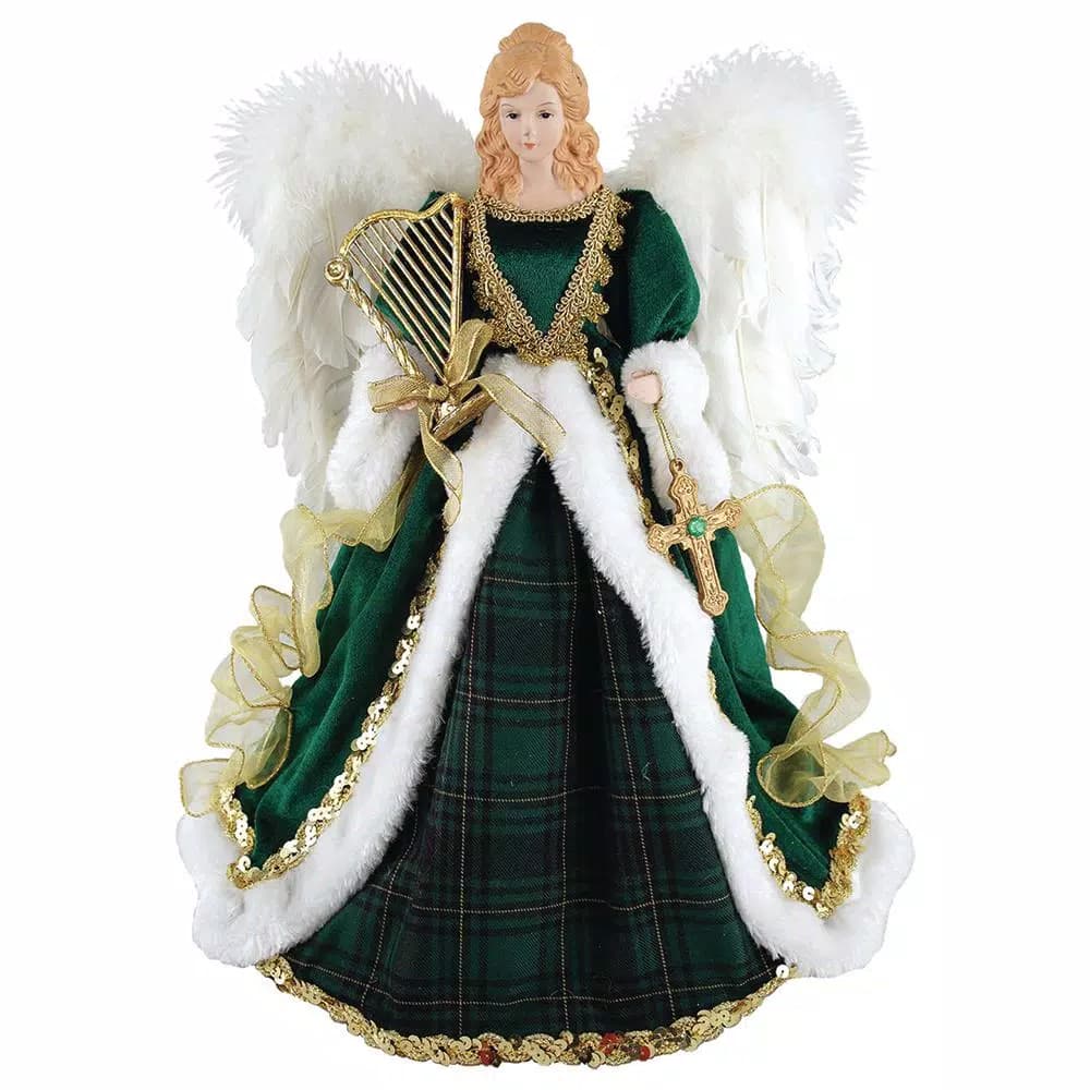 Santa's Workshop 16 in. Irish Angel Tree Topper - Hand Painted Irish Lassie Figurine
