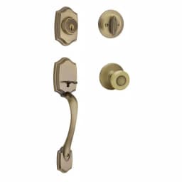 Kwikset Belleview Antique Brass Single Cylinder Handleset with Tylo Knob and SmartKey Security thumbnail 1