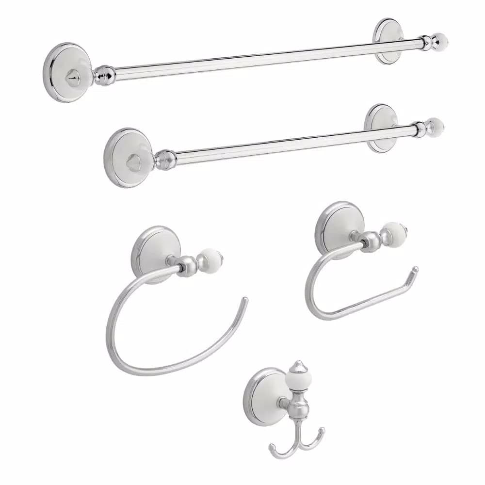 Delta Alexandria Double Towel Hook - Chrome and White