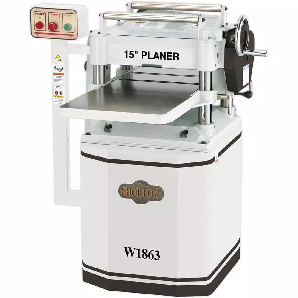 Shop Fox 15 in. Planer with 4-Flute Helical Spiral Cutterhead and 52 Carbide Inserts