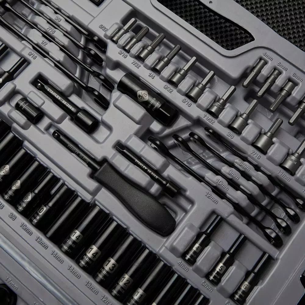 STANLEY 201-Piece Mechanics Tool Set with Black Chrome Finish