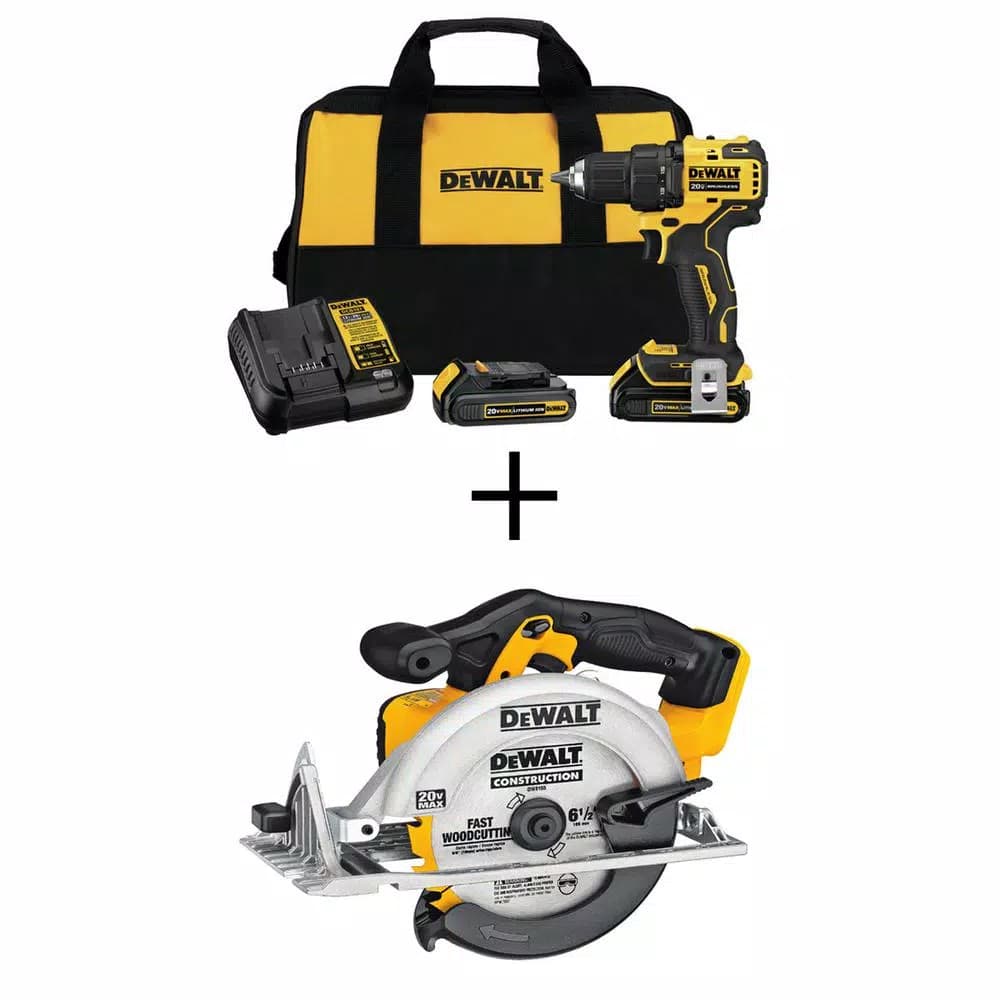 DEWALT 20V MAX ATOMIC Brushless 1/2 in. Drill/Driver and 6-1/2 in. Circular Saw Combo Kit