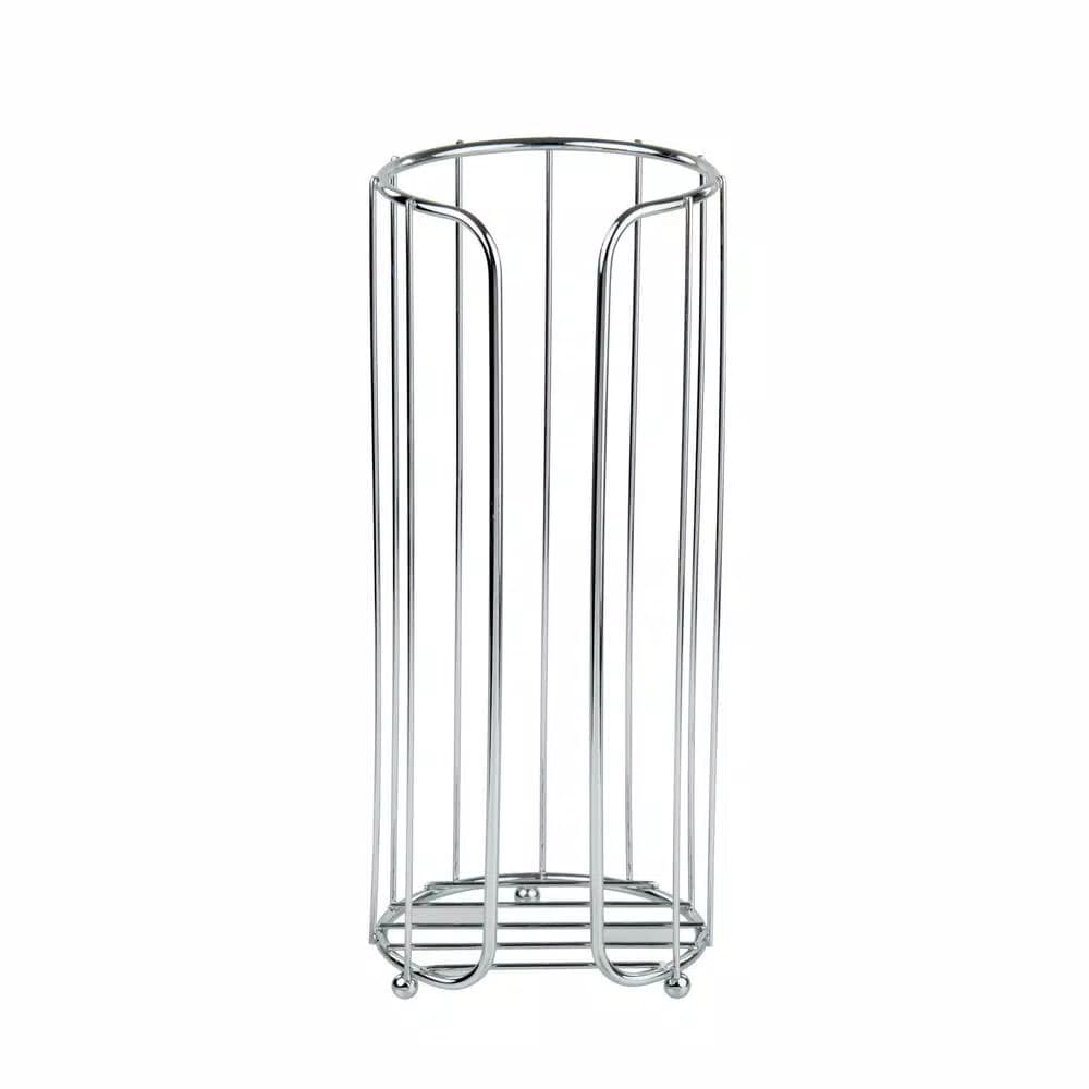 Home Basics Chrome Metal Freestanding Toilet Paper Holder - Stores 3 Spare Rolls
