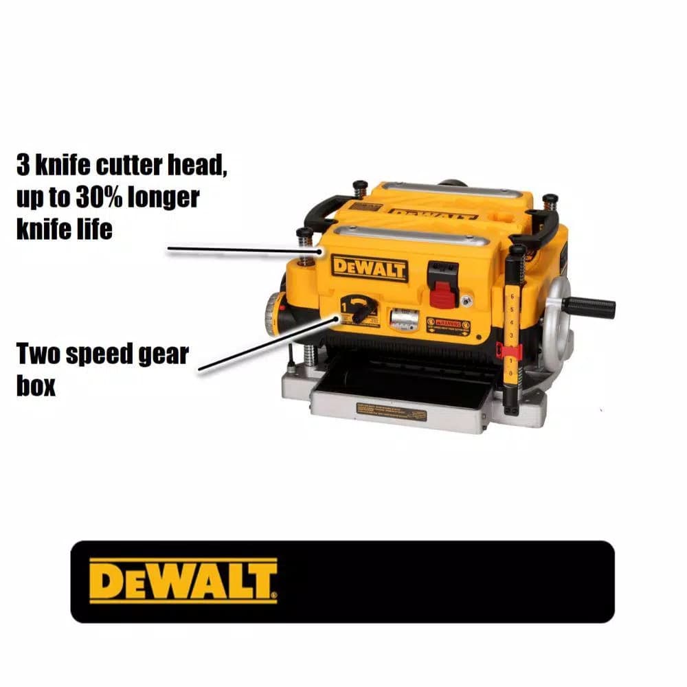 DEWALT 13 in. Heavy-Duty 2-Speed Thickness Planer with 3-Knife Cutterhead and Tables