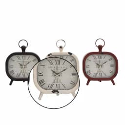 LITTON LANE Set of 3 Vintage Farmhouse Rounded Rectangle Iron Table Clocks - Distressed Red, Black, and White thumbnail 5