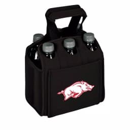 Picnic Time University of Arkansas Razorbacks 6-Bottle Insulated Neoprene Beverage Carrier, Black thumbnail 1