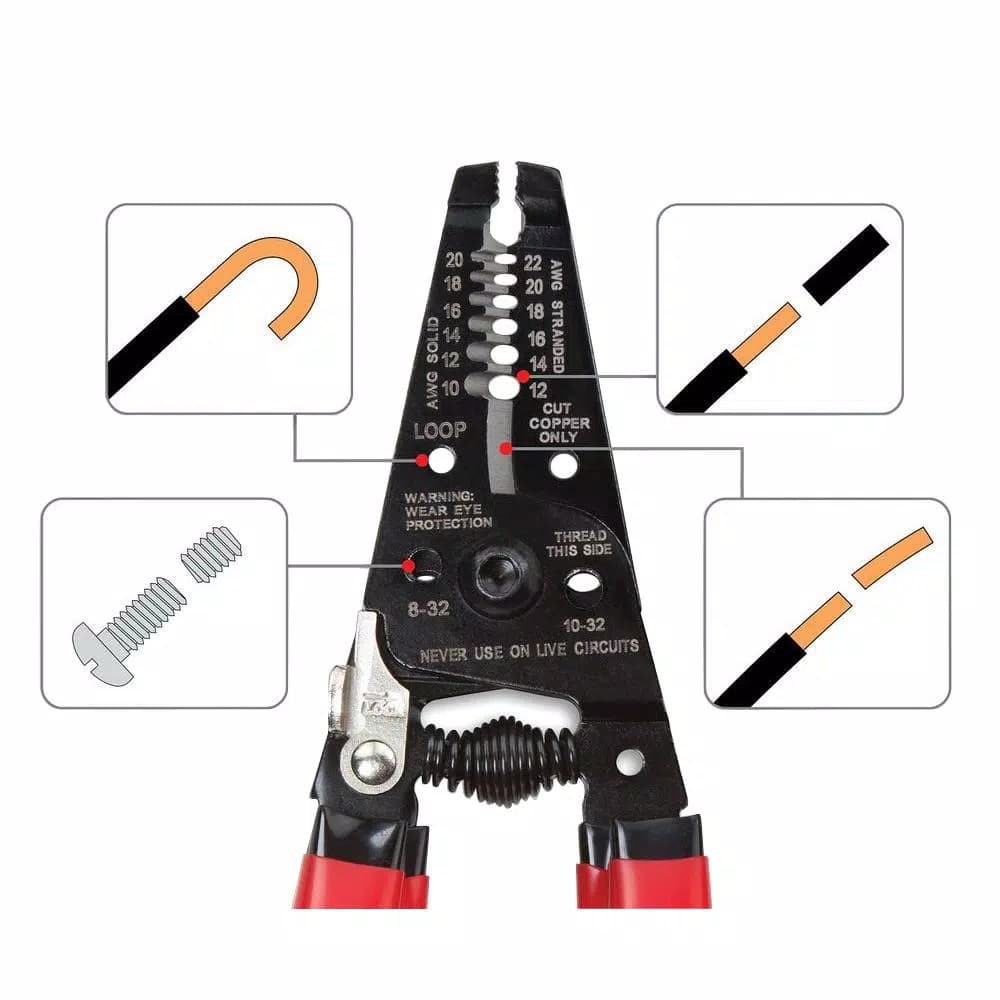 TEKTON 7 in. Wire Stripper and Cutter, 10-20 AWG, Hardened Steel