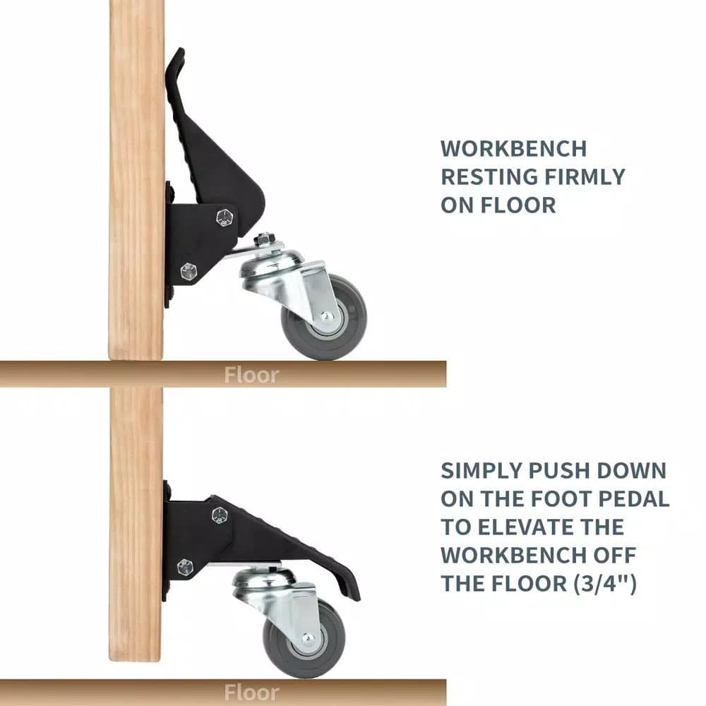 POWERTEC Workbench Casters with Quick-Release Plates, 4-Set Mobility Kit