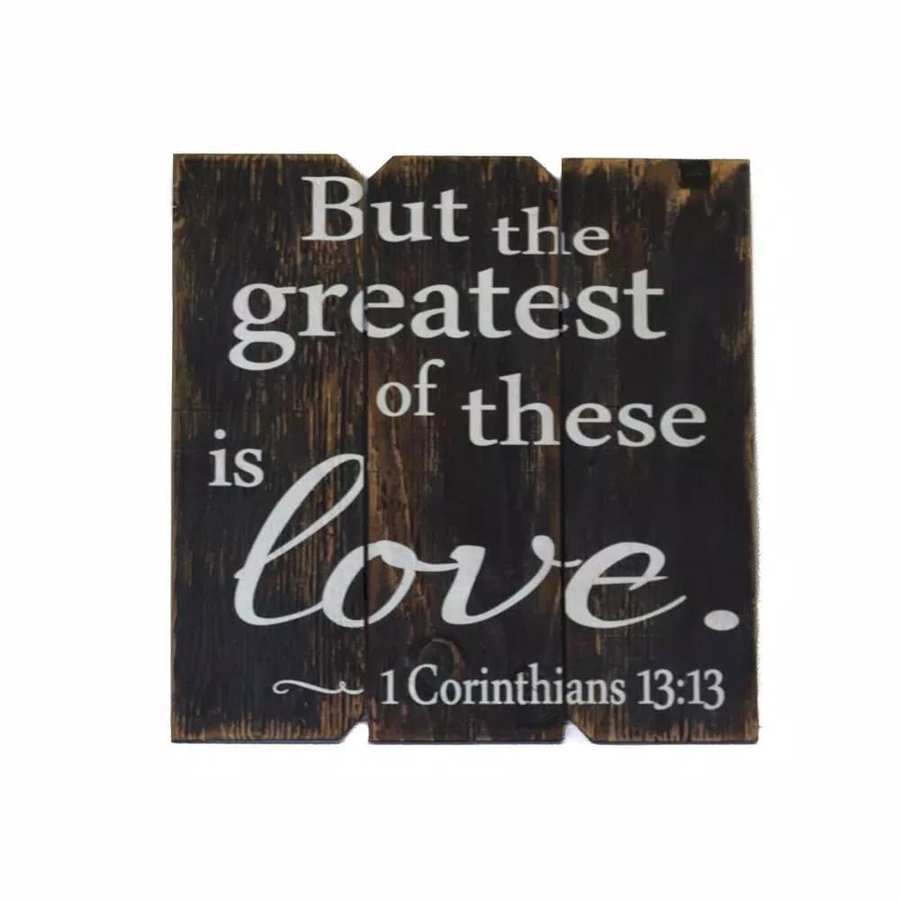 Unbranded But The Greatest of These is Love 16 in. x 16 in. Wood Wall Art Sign