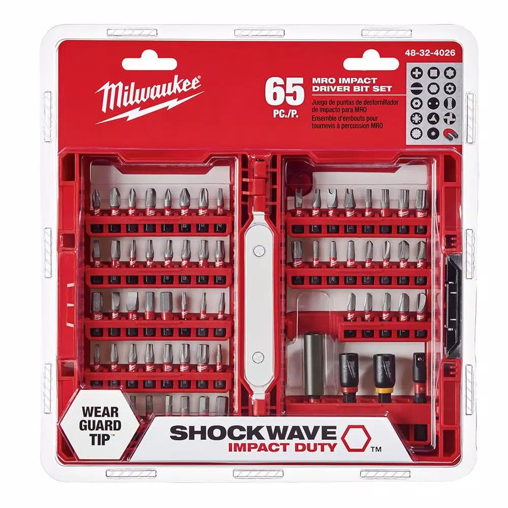 Milwaukee SHOCKWAVE 65-Piece Impact Driver Bit Set, Custom Alloy76 Steel