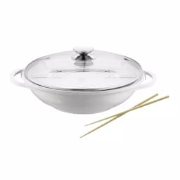 Berndes Vario Click Pearl 13.5 in. Induction Round Wok with Lid, White thumbnail 1