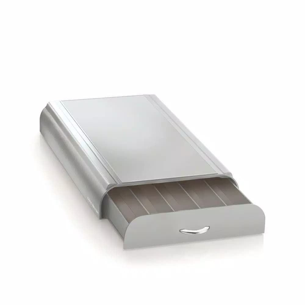 Mind Reader Anchor Silver Nespresso Coffee Capsule Drawer, 50-Capacity Pod Organizer & Machine Stand