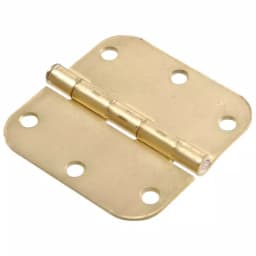 Hardware Essentials 3-1/2 in. Satin Brass Residential Door Hinge, 5/8 in. Round Corner, Full Mortise (9-Pack) thumbnail 1