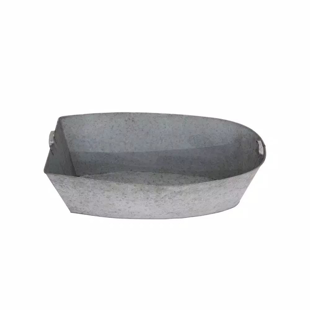 3R Studios Distressed Wood Decorative Boat with Tin Insert - Nautical Display Container