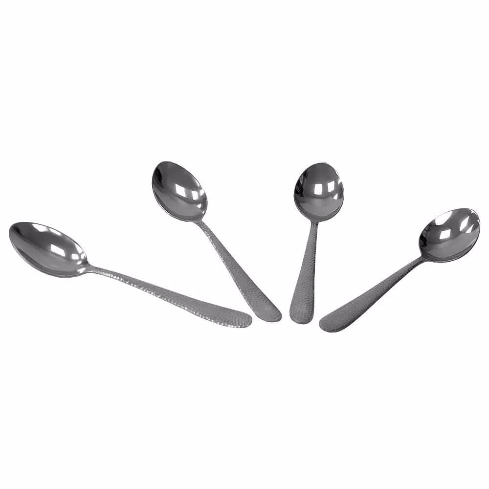 Unbranded Hammered Finish Silver 18/0 Stainless Steel Dinner Spoon Set, 4-Piece