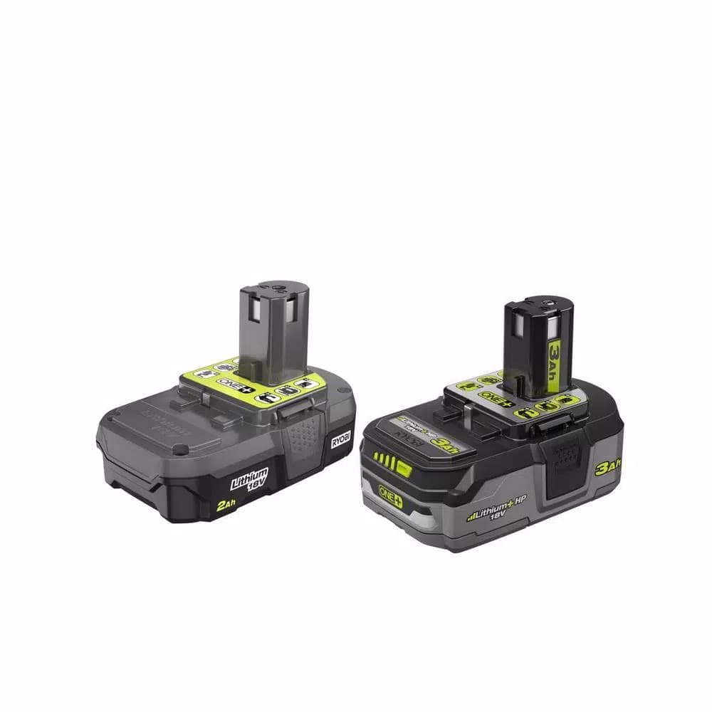 Ryobi 18V ONE+ Battery Combo Kit: 2.0 Ah Compact & 3.0 Ah LITHIUM+ HP High Capacity Lithium-Ion Batteries