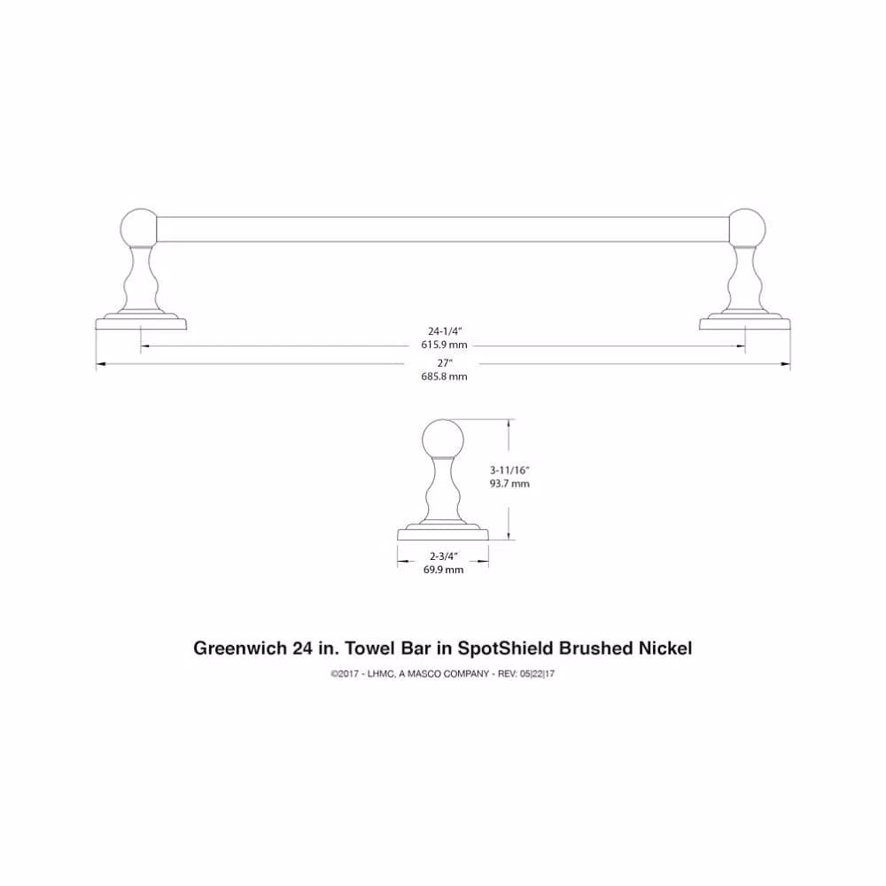 Delta Greenwich 24 in. Towel Bar in SpotShield Brushed Nickel
