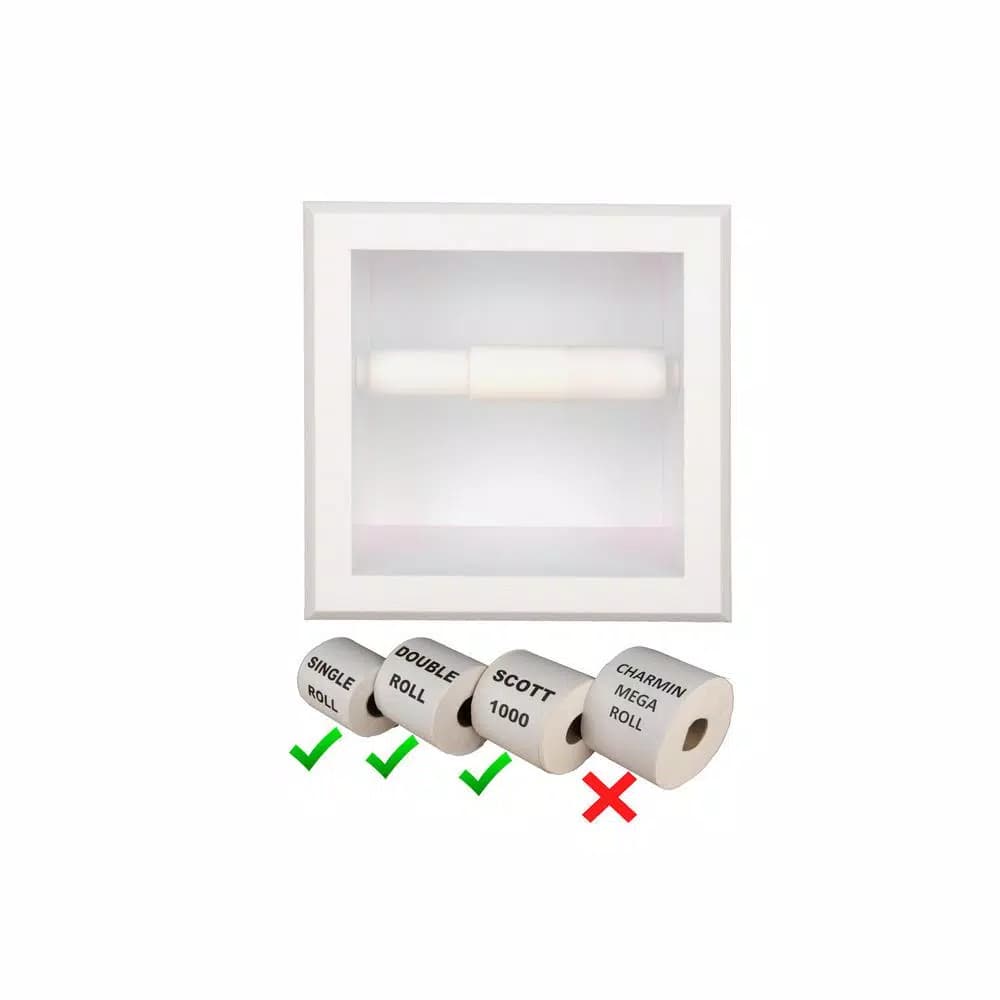 Unbranded Bradford Recessed Toilet Paper Holder, White Plastic with Bevel Frame