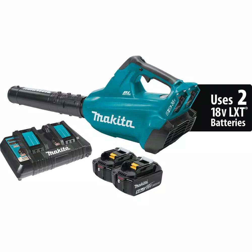 Makita 18V X2 (36V) LXT Brushless Cordless Blower Kit with (2) 5.0Ah Batteries and Dual Port Rapid Charger