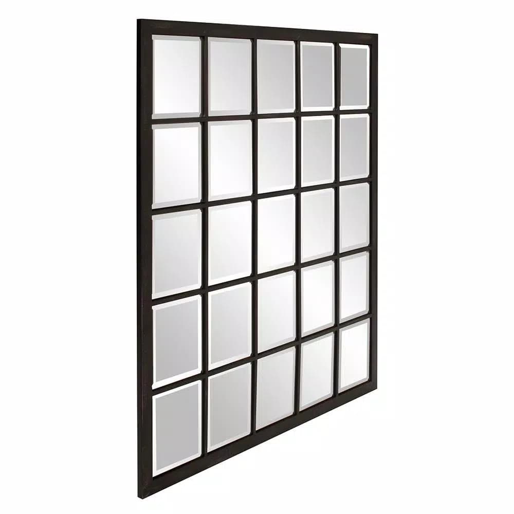 Unbranded Oil Rubbed Bronze Beveled Glass Windowpane Style Accent Mirror, 34 in. x 38 in.