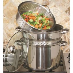 ExcelSteel 8 Qt. 4-Piece 18/10 Stainless Steel Multi-Cooker Set with Steamer and Pasta Baskets thumbnail 7