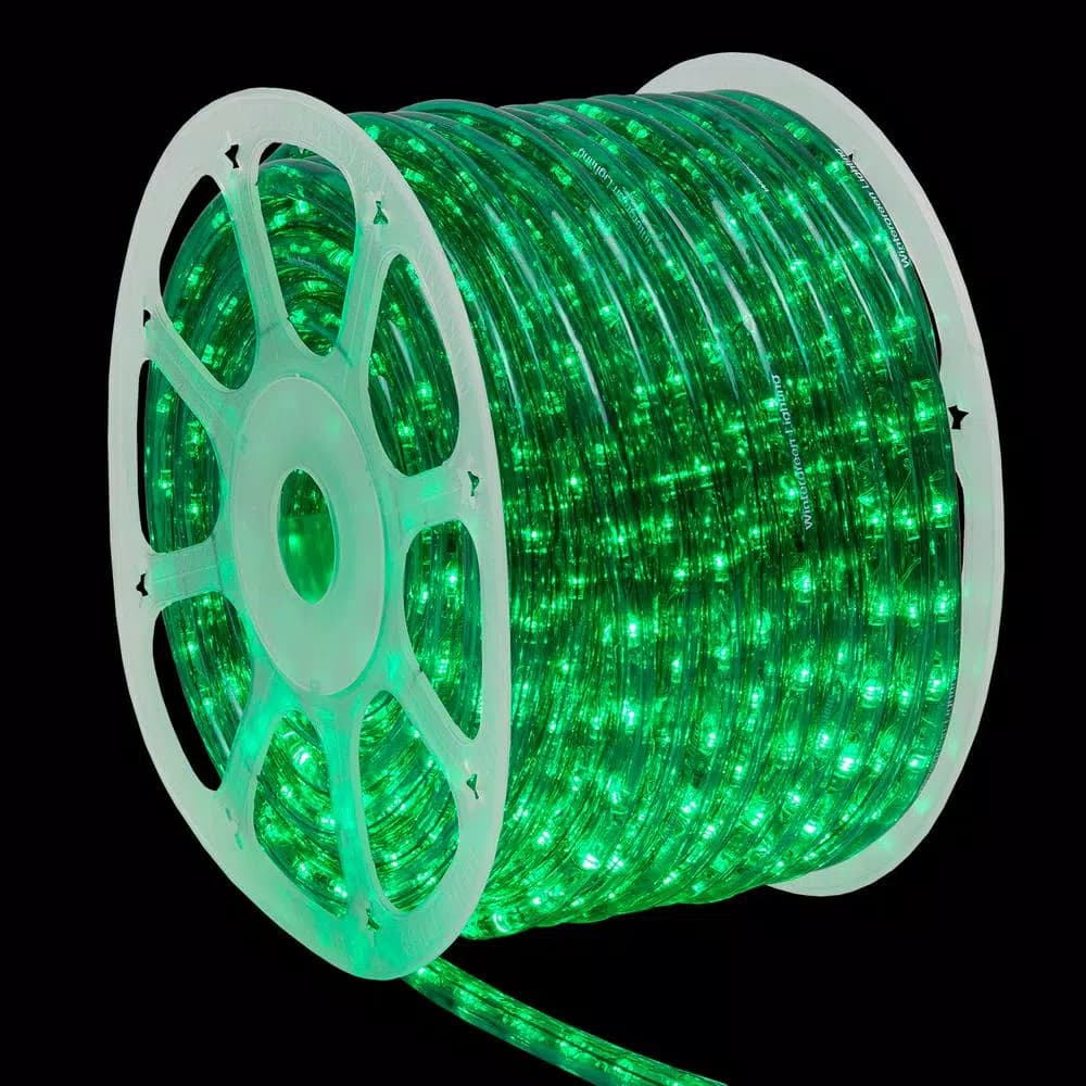 Wintergreen Lighting 150 ft. Green LED Rope Light Kit, 1800 Lights, Dimmable & Weather Resistant