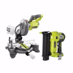 RYOBI 18V ONE+ Cordless 7-1/4 in. Compound Miter Saw and 18-Gauge AirStrike Brad Nailer Combo Kit (Tools Only) thumbnail 1