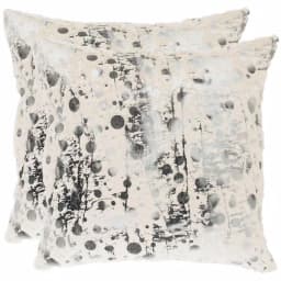 Safavieh Nars White and Charcoal Grey Graphic Faux Fur Throw Pillows, 20 x 20 in. (Set of 2) thumbnail 1