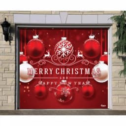 My Door Decor 7 ft. x 8 ft. Red Ornaments Christmas Garage Door Banner Mural thumbnail 2
