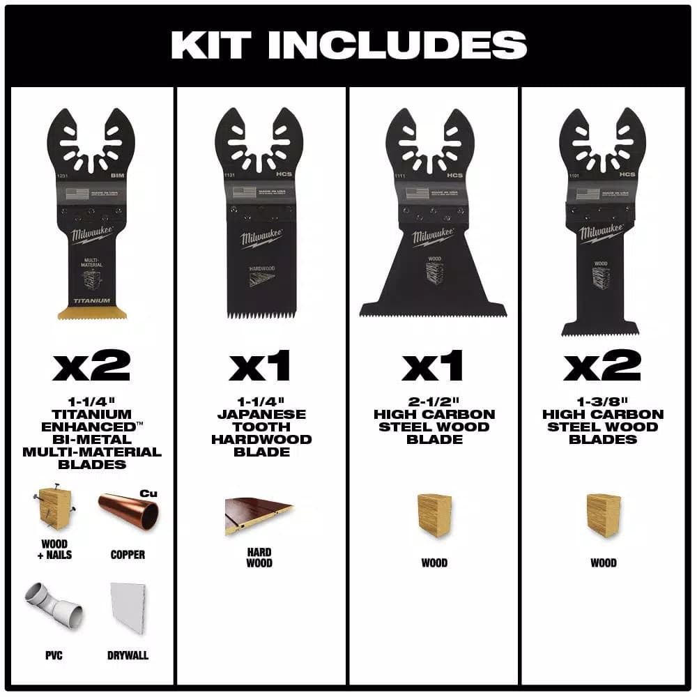 Milwaukee OPEN-LOK 6-Piece Universal Fit Oscillating Multi-Tool Blade Kit